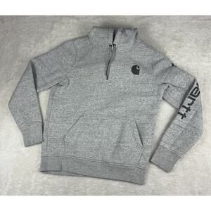 Carhartt Clarksburg Spellout Hoodie Sweatshirt Womens Small Relaxed Gray 102791